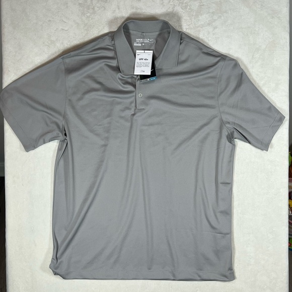 NWT Nike Golf Performance Stretch Cotton UPF 40 Sun Men's Gray Polo Shirt - Picture 2 of 8